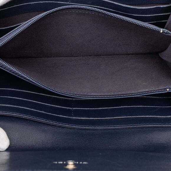 Chanel Coco Mark Mademoiselle Turnlock Bi-fold Long Wallet Navy Lambskin Wome... - Picture 5 of 7